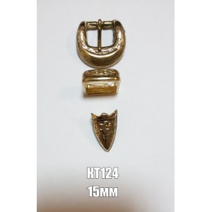 Пряжка тройник КТ124 (пряжка + шлевка + наконечник) золото